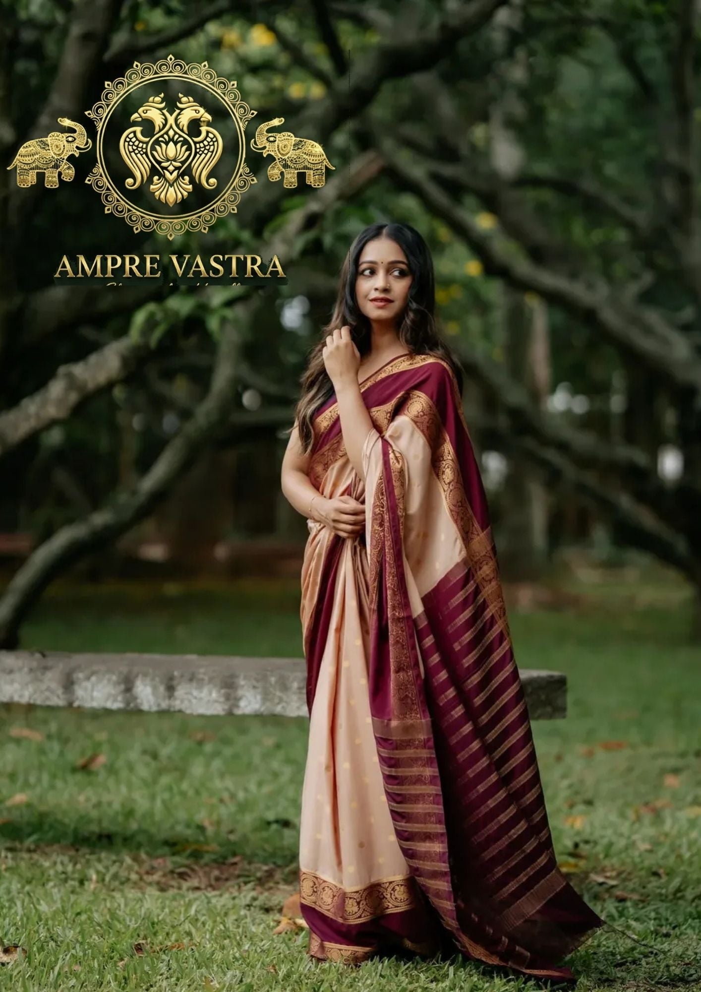 A Georgette Saree with Peacock Border, Rich Zari Pallu & Intricate Elegant Buttas