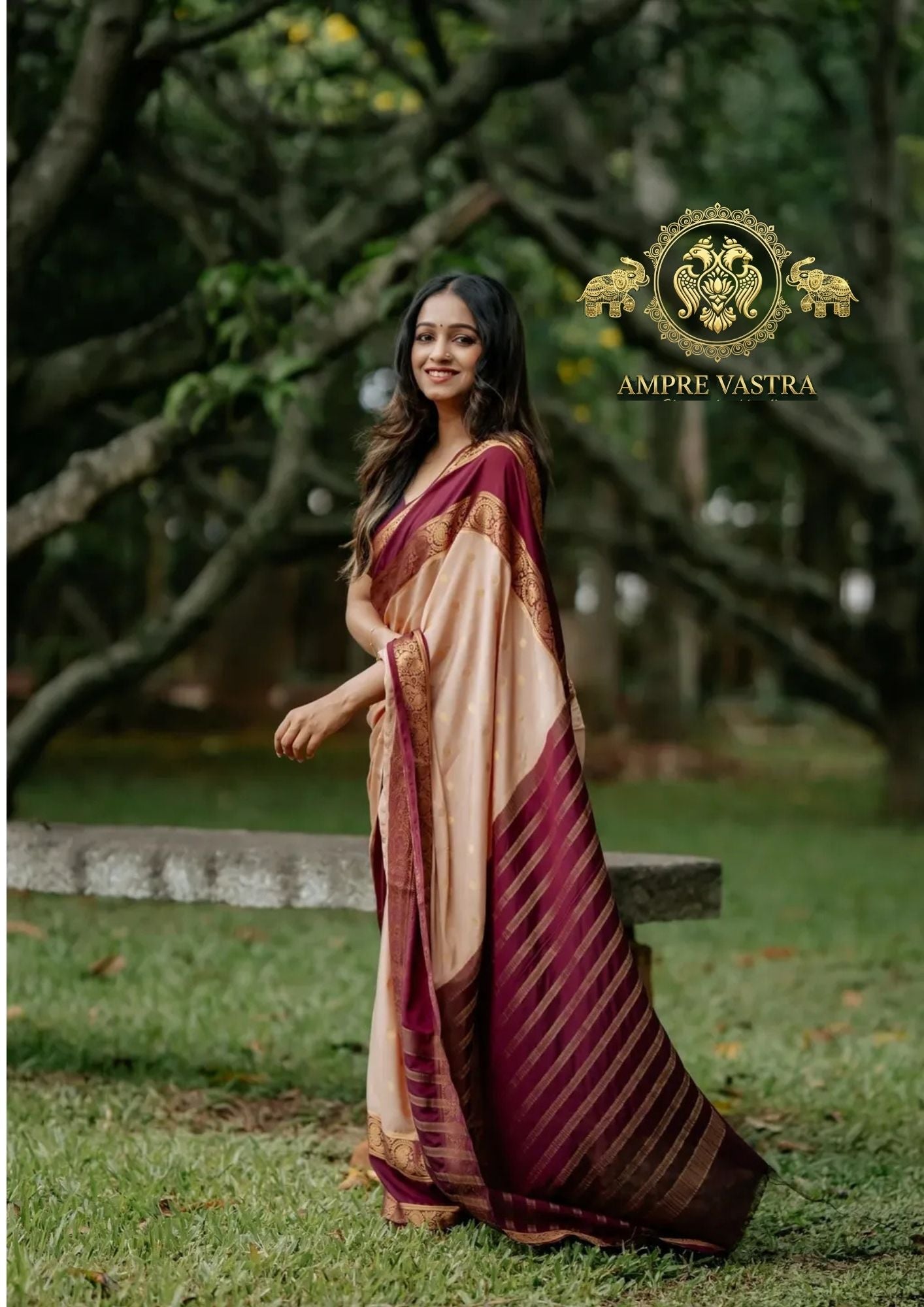 A Georgette Saree with Peacock Border, Rich Zari Pallu & Intricate Elegant Buttas