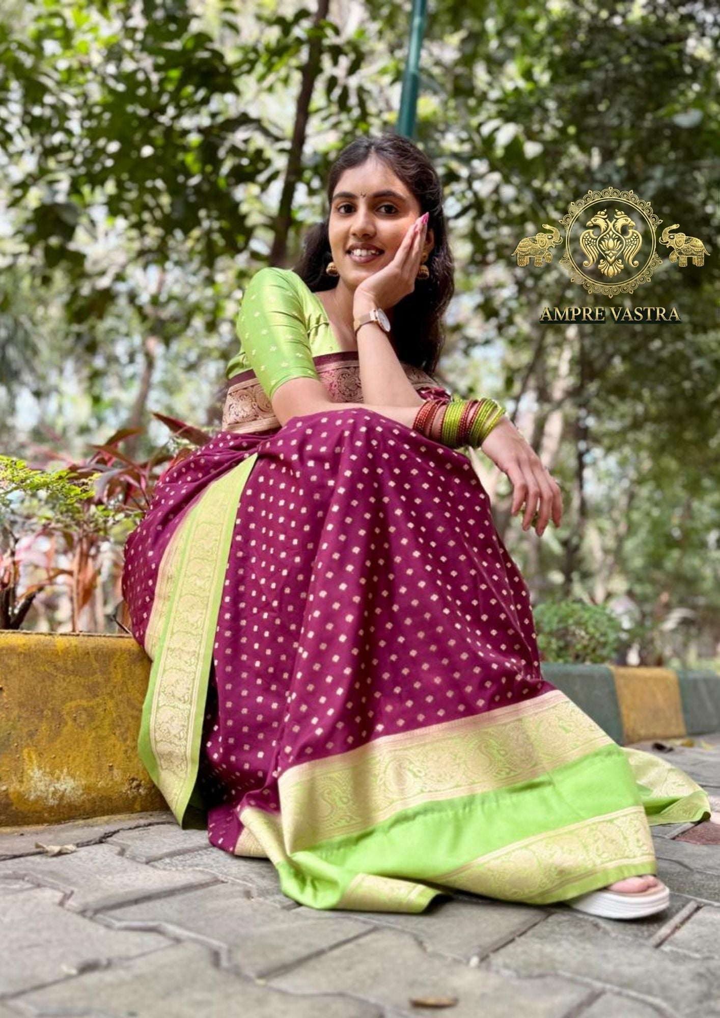 A Georgette Saree with Peacock Border, Rich Zari Pallu & Intricate Elegant Buttas