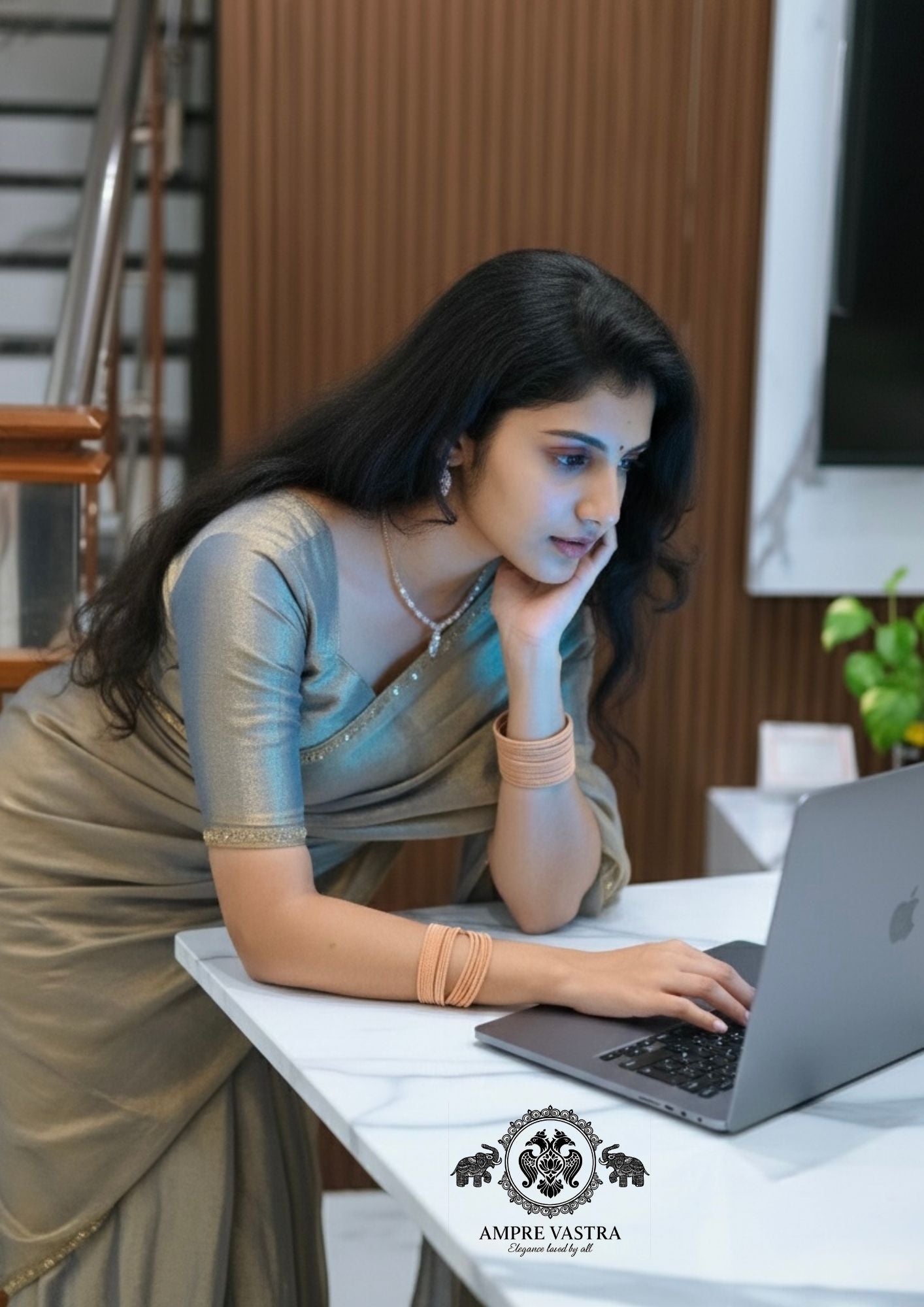 Exclusive Golden Grey Soft Net Sequin Work Party Wear Saree with Subtle Shine & Designer Border