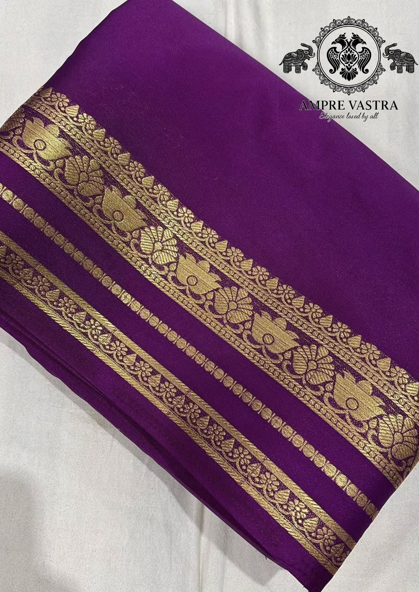 Belgium Chocolate Semi Mysore Silk Saree with Rich Lotus Zari Work