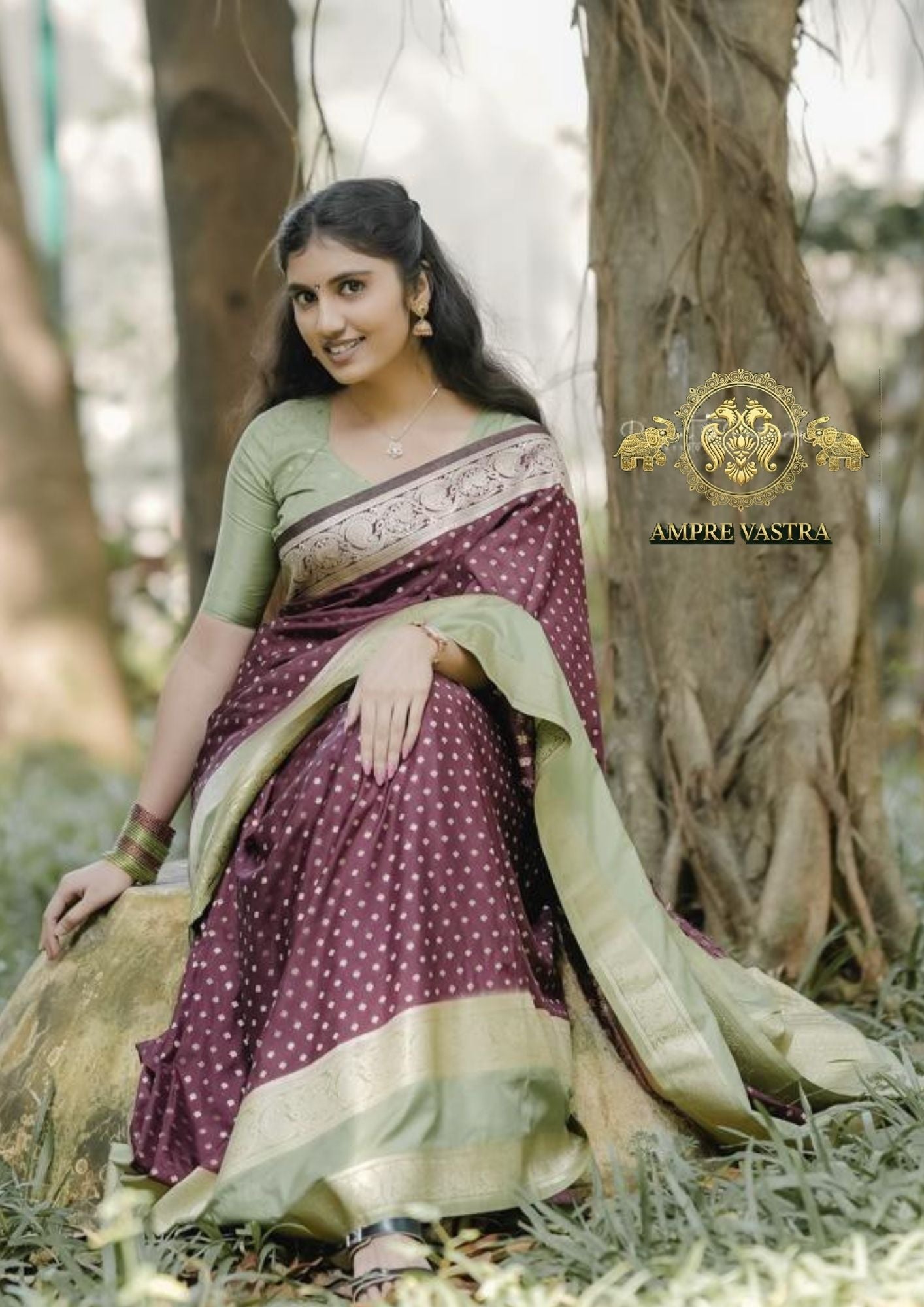 A Georgette Saree with Peacock Border, Rich Zari Pallu & Intricate Elegant Buttas