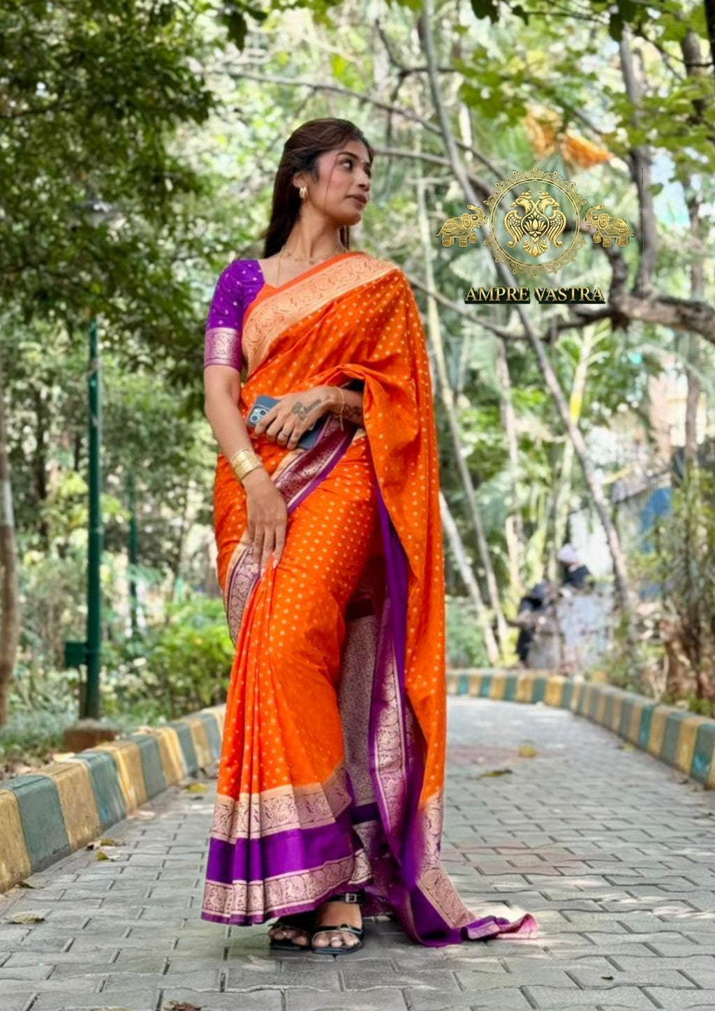 A Georgette Saree with Peacock Border, Rich Zari Pallu & Intricate Elegant Buttas