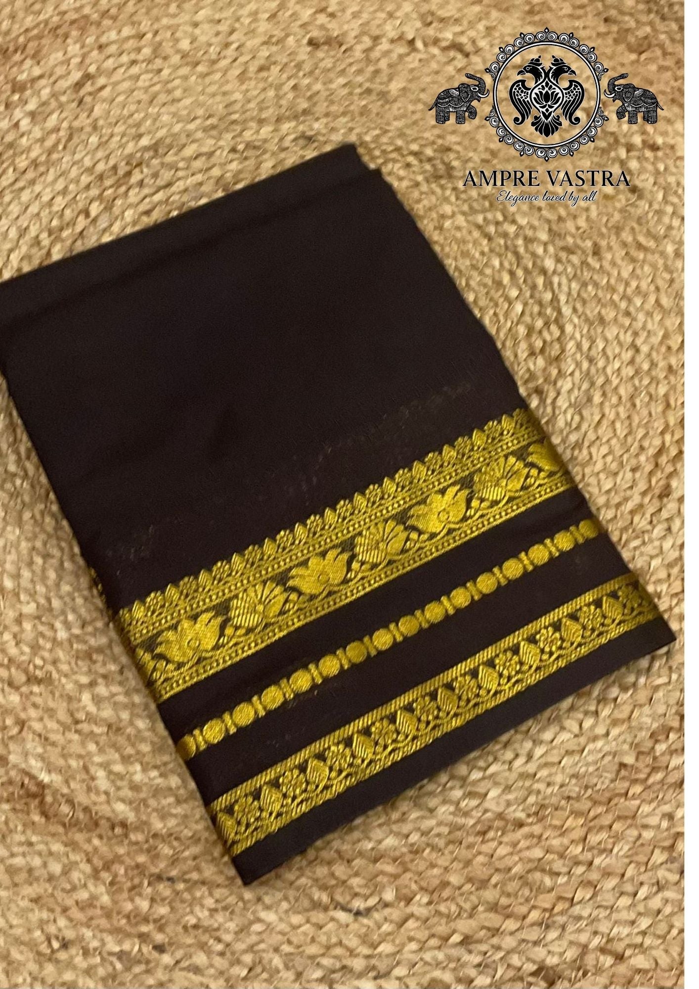 Belgium Chocolate Semi Mysore Silk Saree with Rich Lotus Zari Work